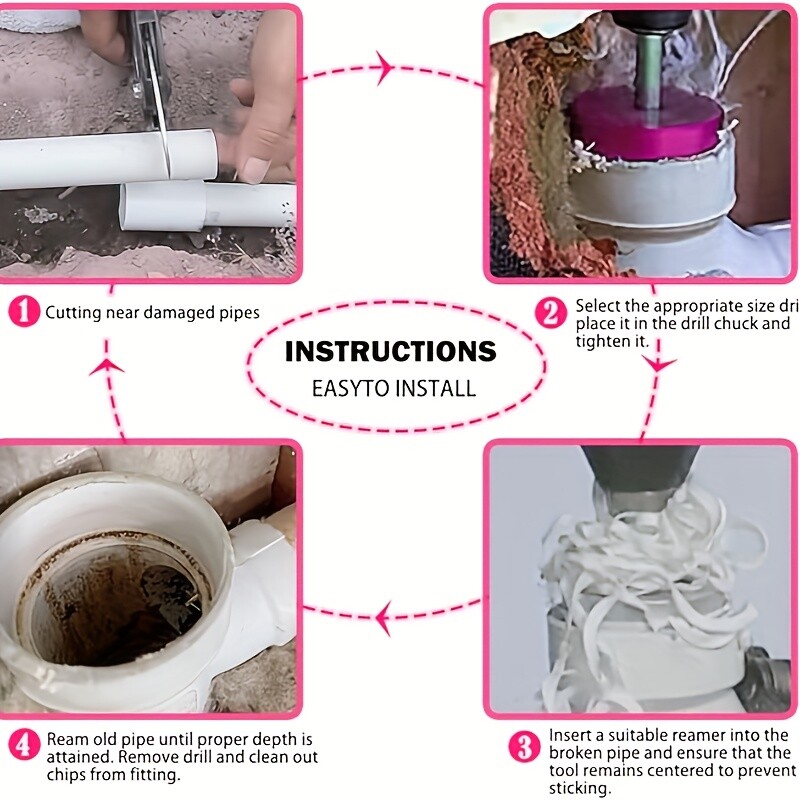 6PCS PVC Pipe Reamer Kit Fitting Socket Saver SCH Plumbing Tools for 1/2" Drills