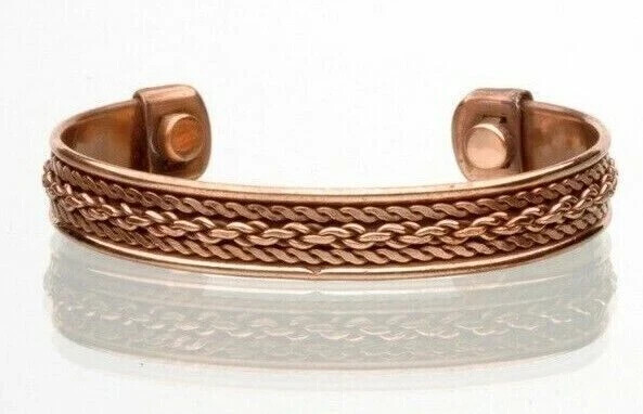 2 Pack Pure Copper Magnetic Bracelet Cuff Twist Chain New