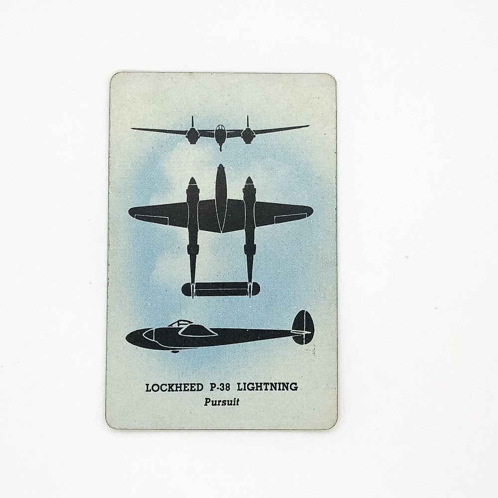 WW2 Airplane Identification Flash Card Lockheed P-38 Lightning Pursuit Spotting