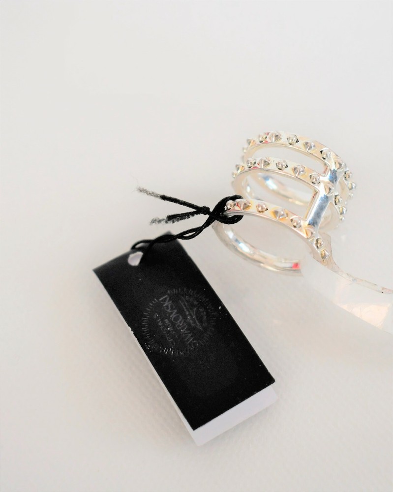 New Auth KARL LAGERFELD Paris Silver-Toned TRIPLE STACK RING Ring 52 US-6