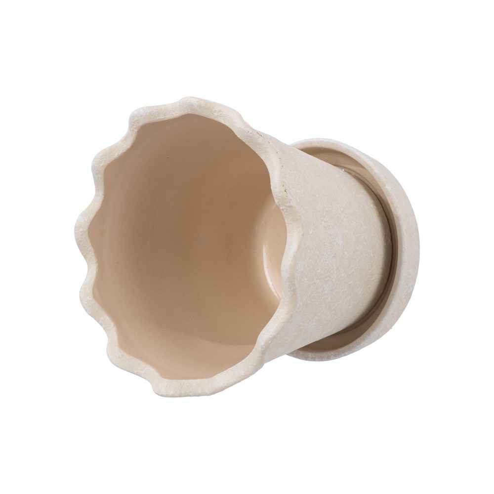 Wave Ceramic Planter Pot Cream 8 inch