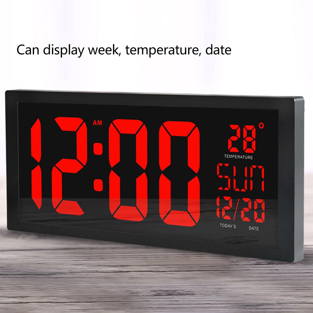 Big Digital Clock Wall Mount Large Numbers LED Display Day Date & Thermometer US