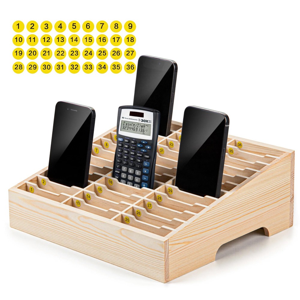 Classroom Cell Holder, Fully Assembled 36 Grid Cellphone Storage Box for Stud...