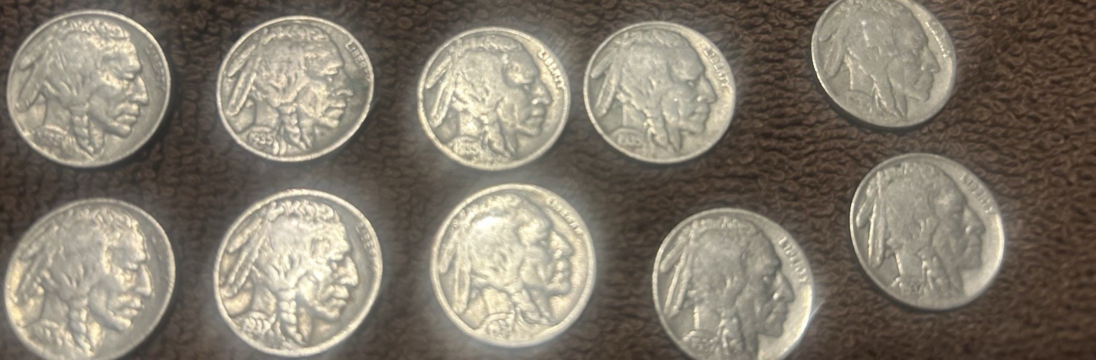 LOT OF 40 BUFFALO NICKELS FULL ROLL 1913 TO 1938 READABLE DATES INDIAN HEAD kob