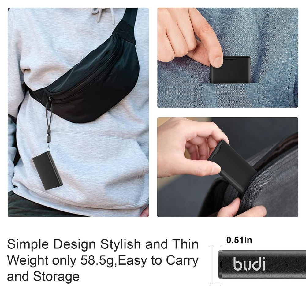 BUDI Pop-up Design Memory Card Case Crush & Shockproof mini case, Black