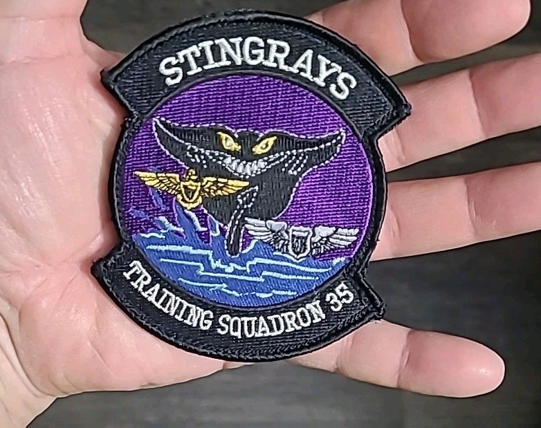 Navy Stingrays Training Squadron 35 Patch - Hook And Loop 3 7/8" × 3 1/4"