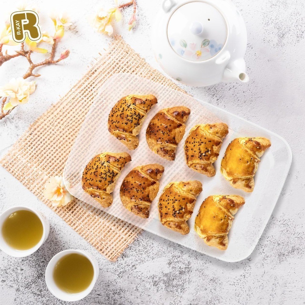 6 Pack Heavy Duty Clear Plastic Serving Trays, 12.75 x 8.25 Inch Rectangular