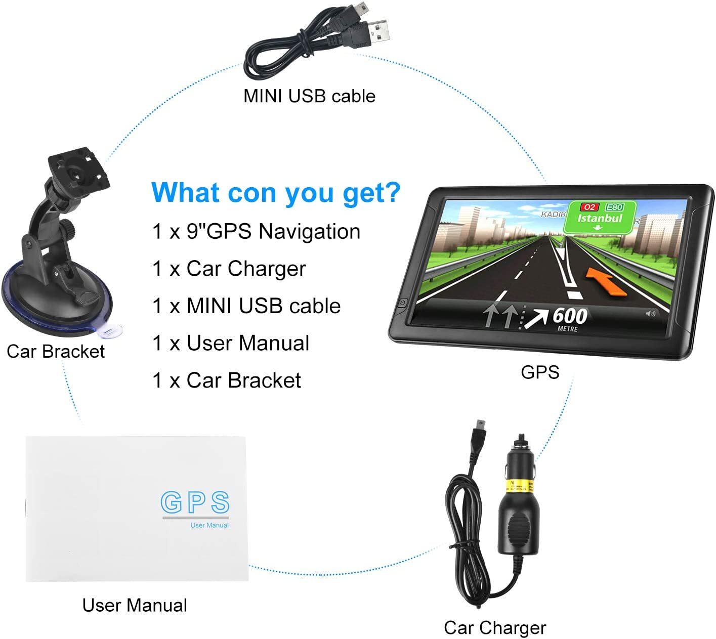 9" Inch Car & Truck GPS Navigation Navigator Sat Navi US Mexico Free Maps Update