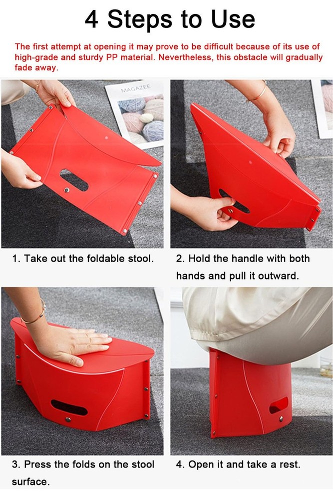 Foldable Portable Stool, Thickness of 0.5 in, Lightweight Collapsable Folding...