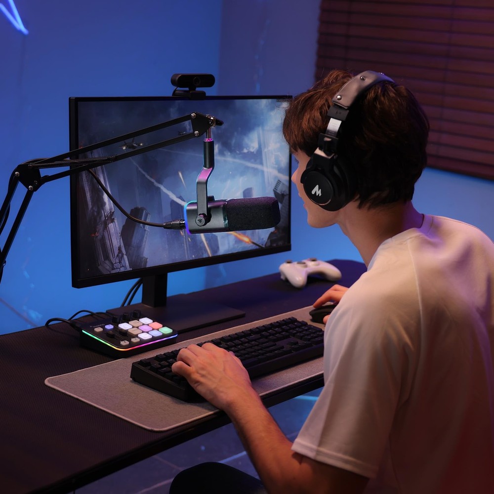 XLR/USB Gaming Microphone for PC, Dynamic Computer Mic for Streaming Podcasti...