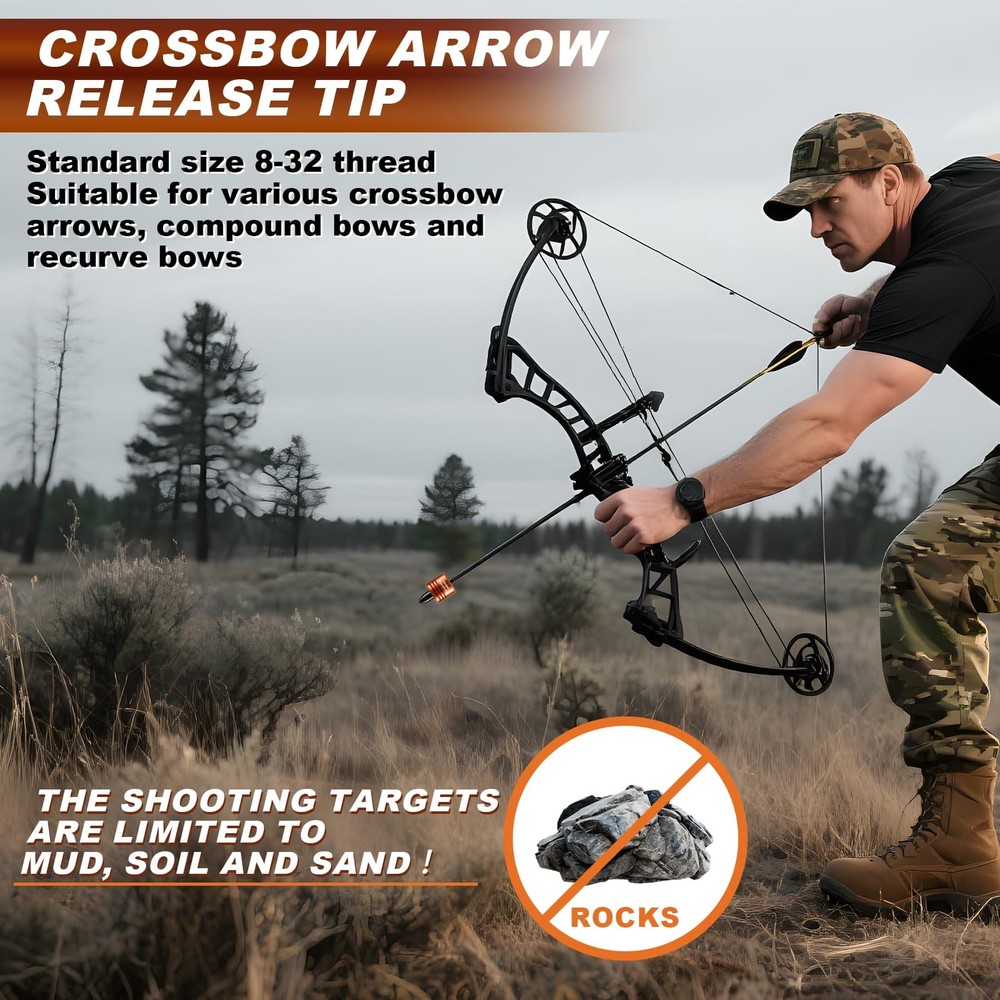 2PCS Crossbow Bolt Decocking Heads,Decocking Point Orange-2pcs