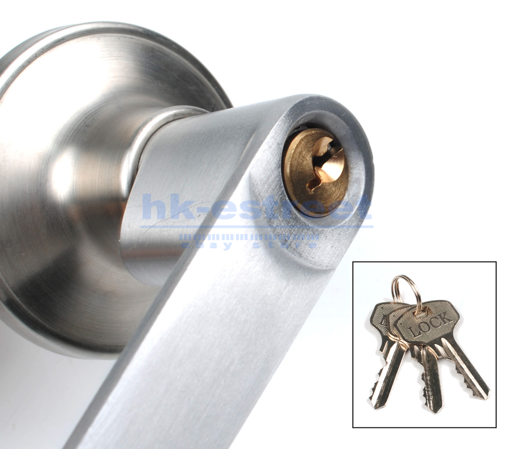 Entry Door Lever Lock Set Privacy Keyed Knobs Lockset Handle+2 Keys Satin Nickel