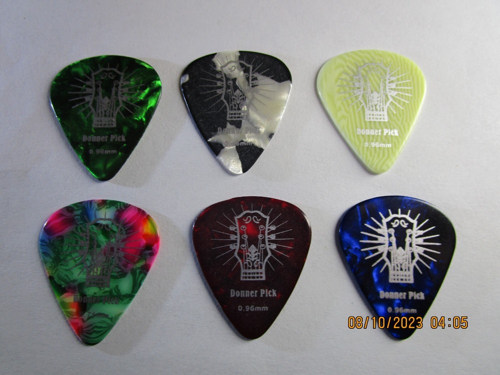 6 Pack Donner Celluloid Guitar Picks - Various Thicknesses #603 