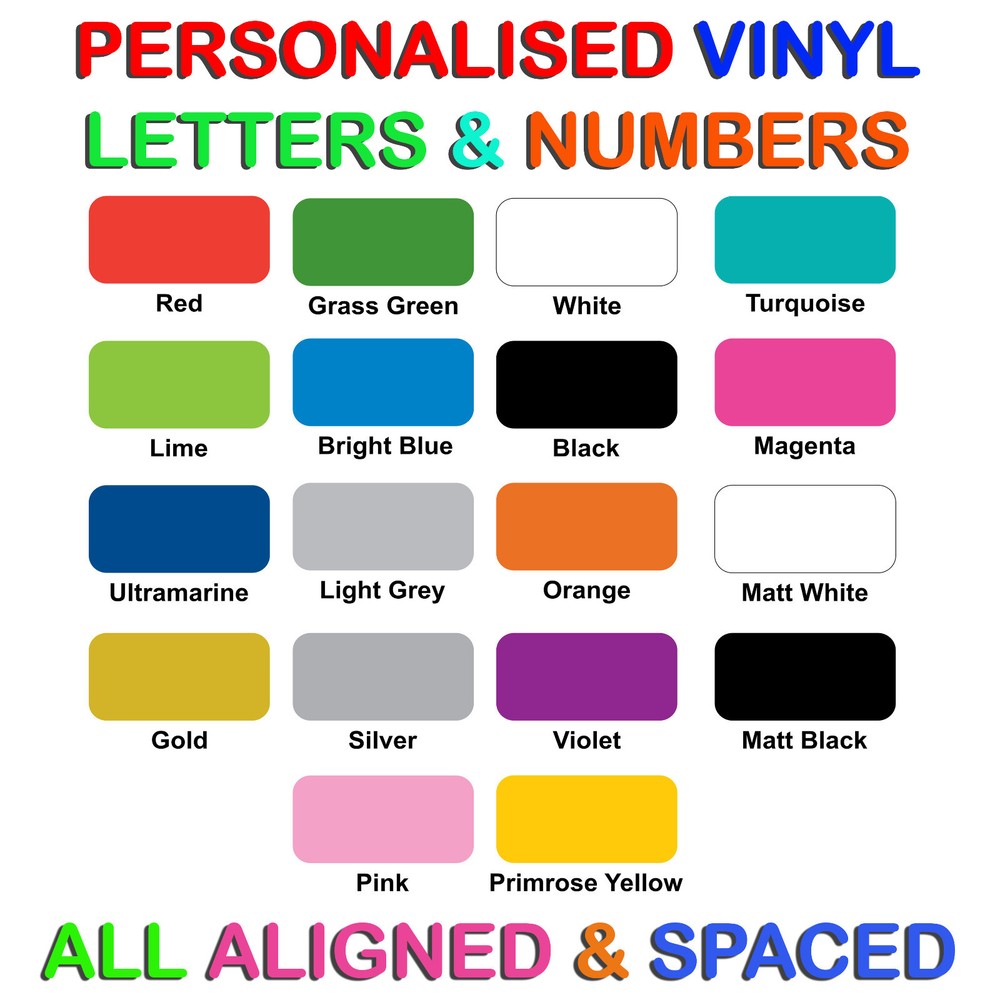 Vinyl letters & Numbers Personalised - Various Colours!!