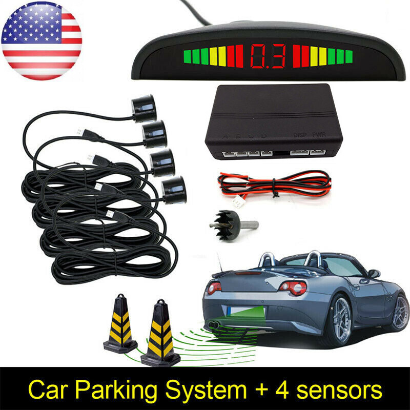 4 Sensors Parking Sensor Car Reverse with LCD Display Audio Buzzer Alarm kit USA