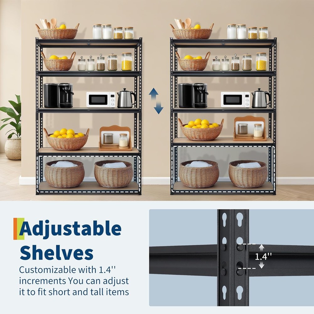 5-Tier Storage Shelving Unit Garage Storage Rack Adjustable 2500 LBS Load