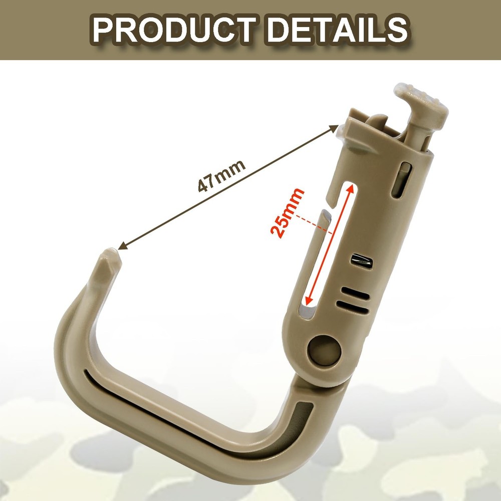 6 Pack 2.12“ Tactical Locking D Ring Plastic Carabiner Backapck Molle Hook