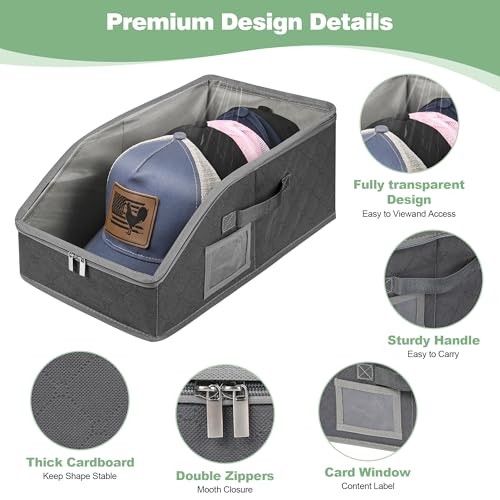 hat organizer for baseball caps-2PCS hat storage with transparent window