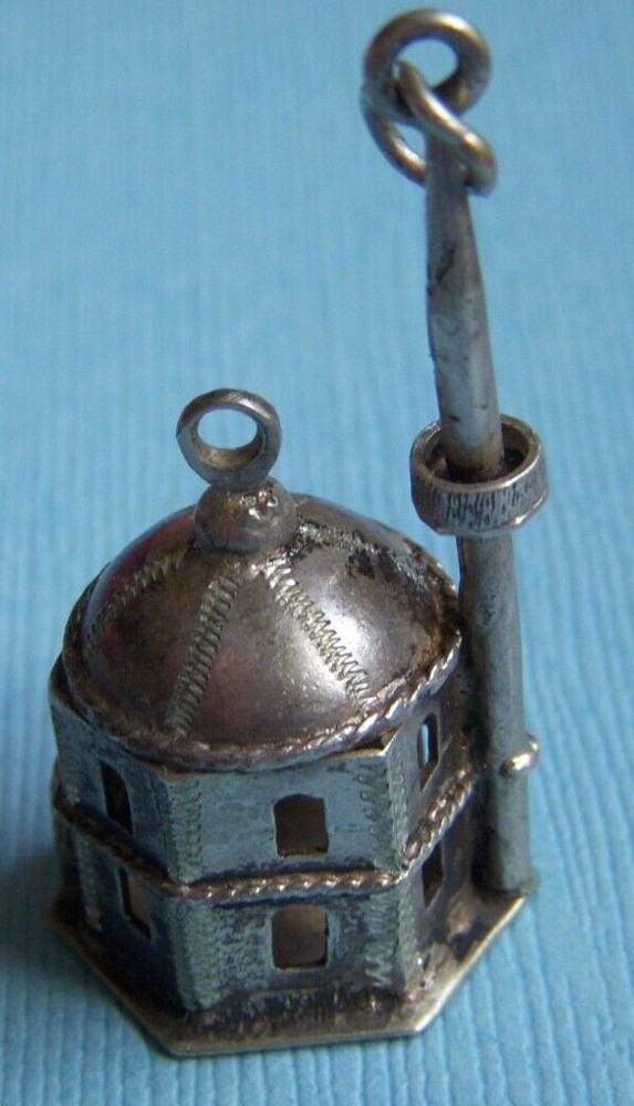 Vintage large mosque silver charm