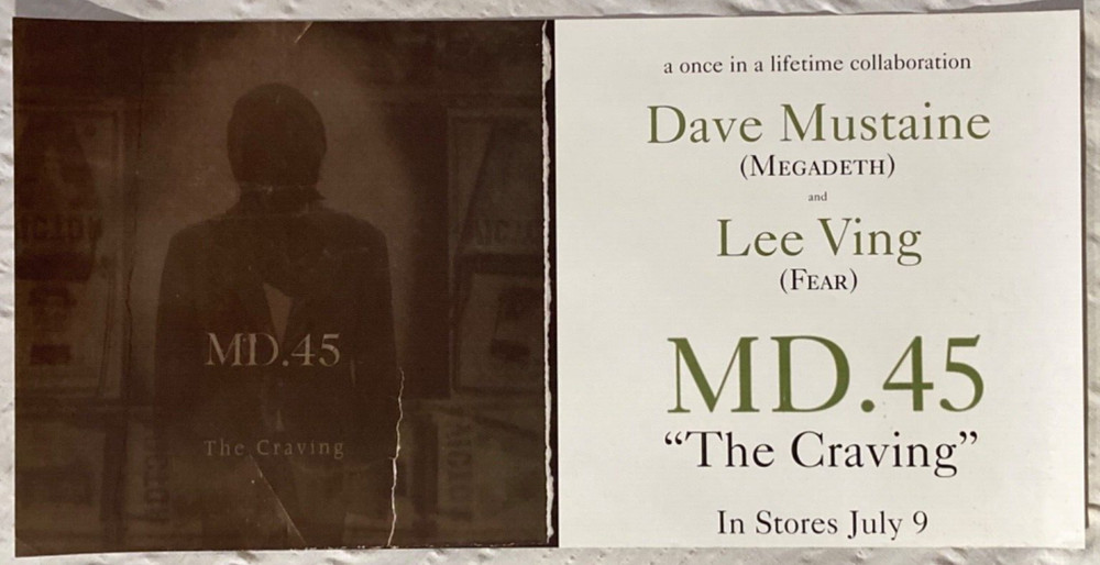 MD.45 1996 Promo Poster Dave Mustaine Lee Ving Megadeth Fear