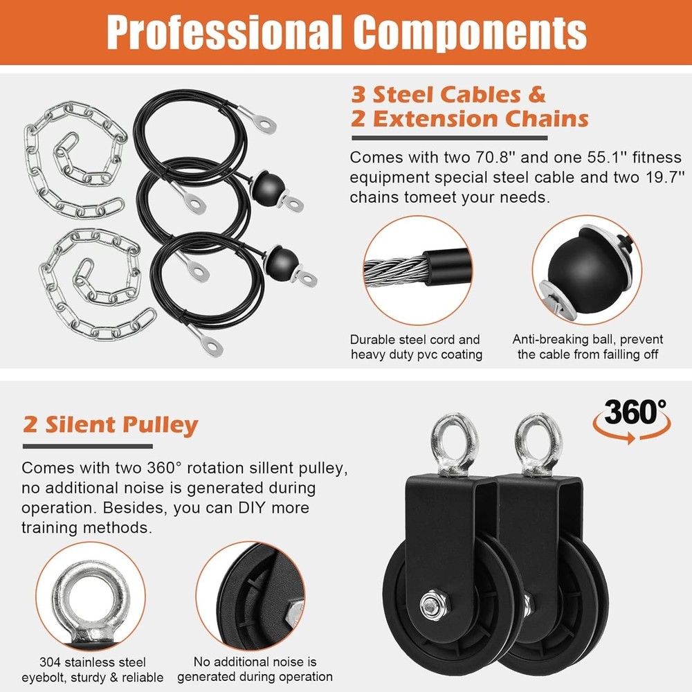 Home Gym Pulley System - Tricep Workout, Lat Pulldown, Biceps Curl, Triceps, ...