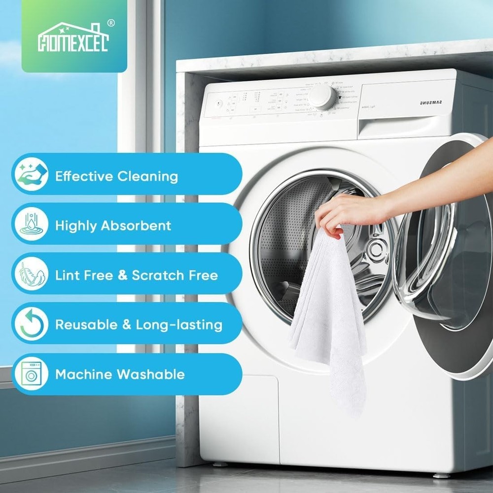 White Microfiber Towels, 10 Pack - Versatile Cleaning Rags for All Needs
