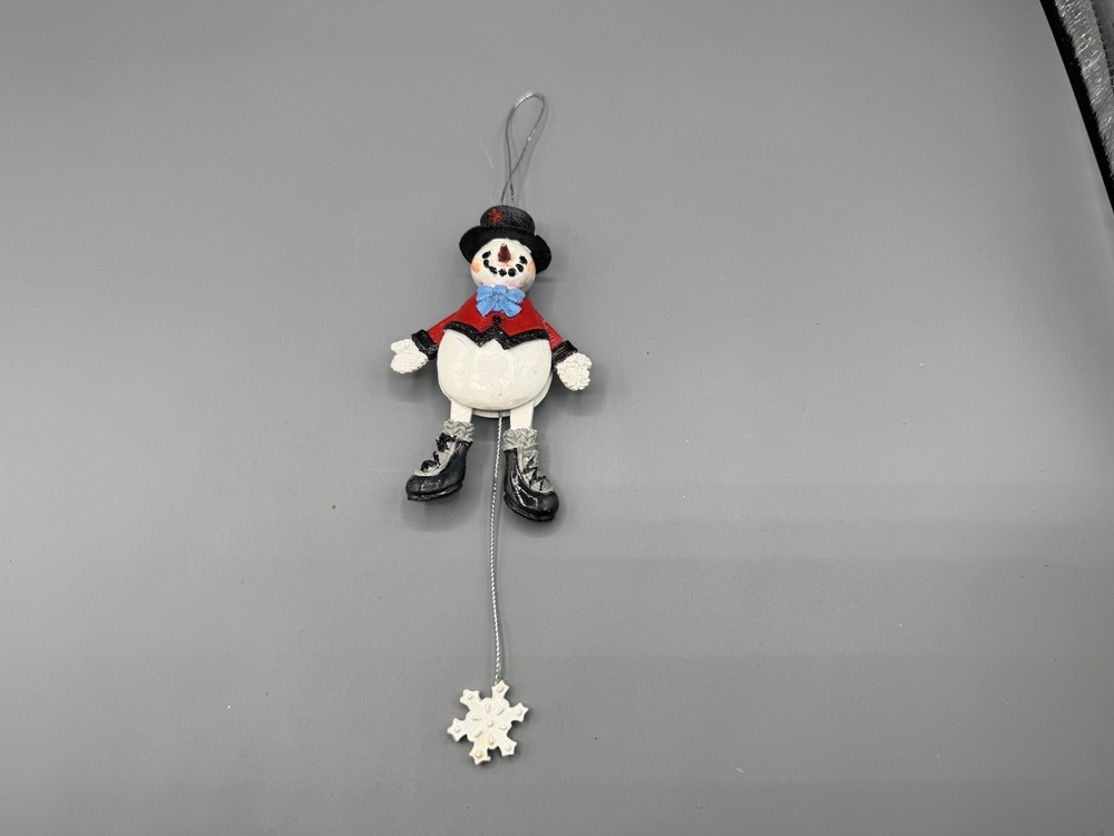 Vintage Jumping Jack Toy Puppet Pull String Snowman Ornament