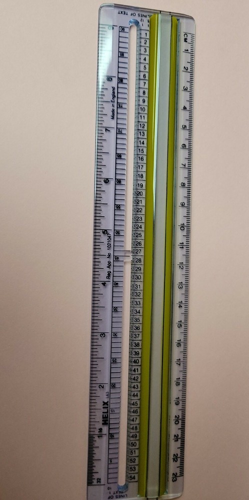 HELIX 9" Computer Printout & Word Processor Ruler w Highlighter & Magnification