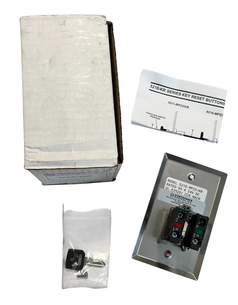 Dortronics 5216-MP23/KR Emergency Key Release Switch Pushbutton Red with Key