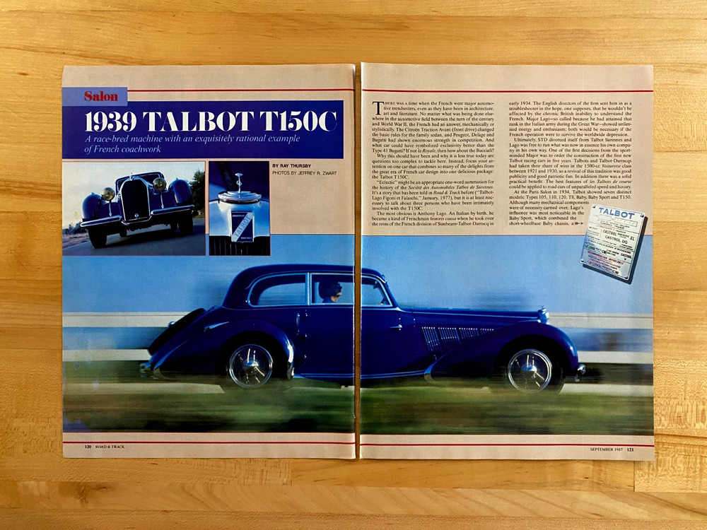 1987 Print Article Talbot T150C 6 Page