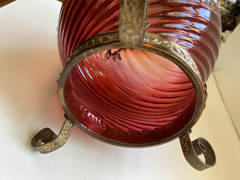 Antique Victorian Ruby Swirl Hall Light