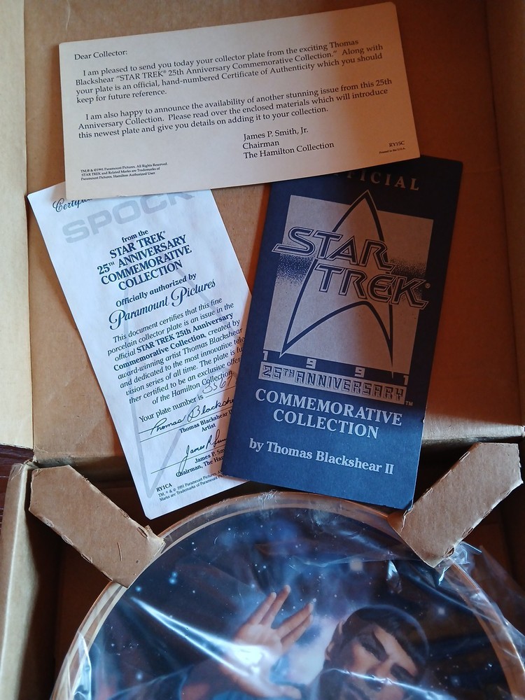 Star Trek Plate - Spock Plate +COA NEW