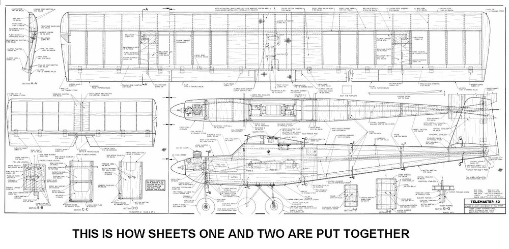 RC Printed Plans and Full size Patterns TELEMASTER 40 Wingspan 73"