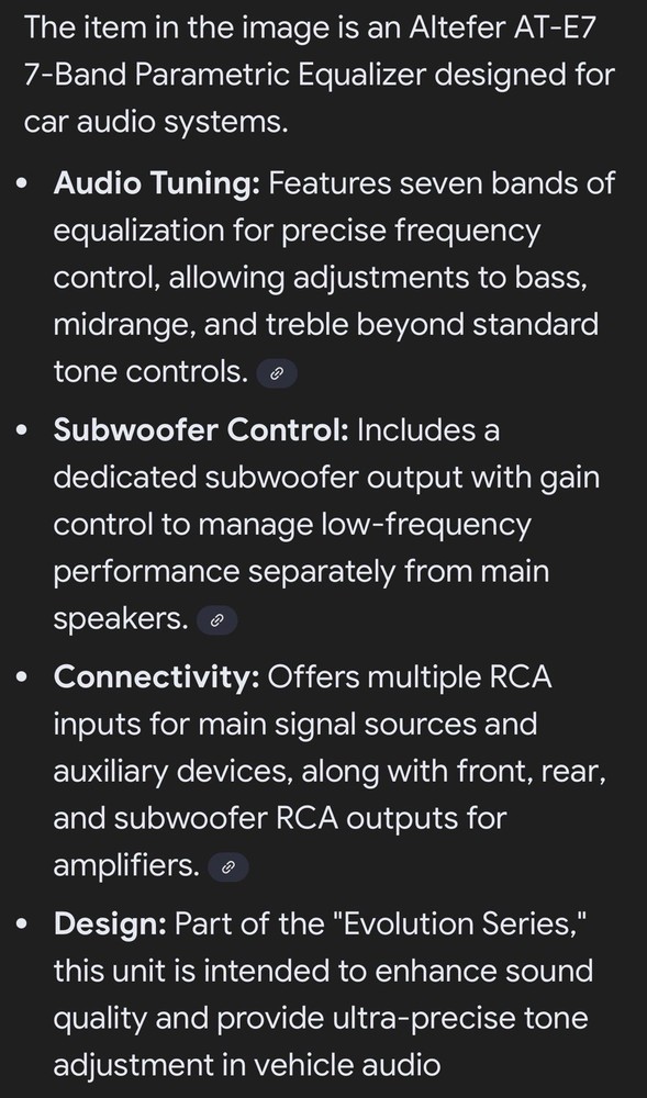 Altefer AT-E7 7-Band Parametric Equalizer designed for car audio systems.
