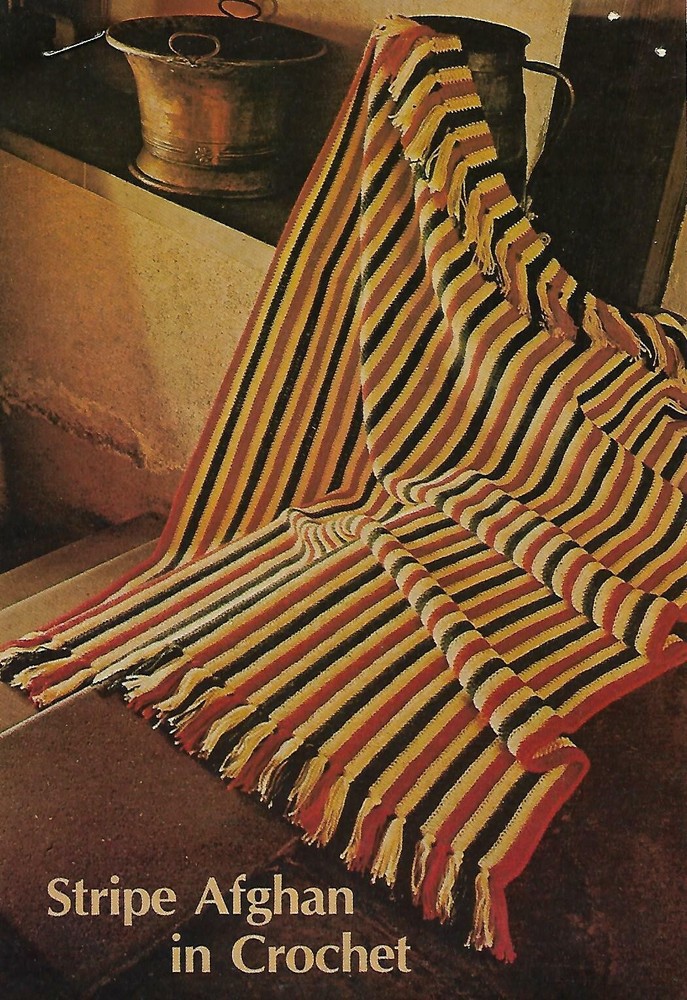 vintage, Stripe Afghan crochet PATTERN INSTRUCTIONS