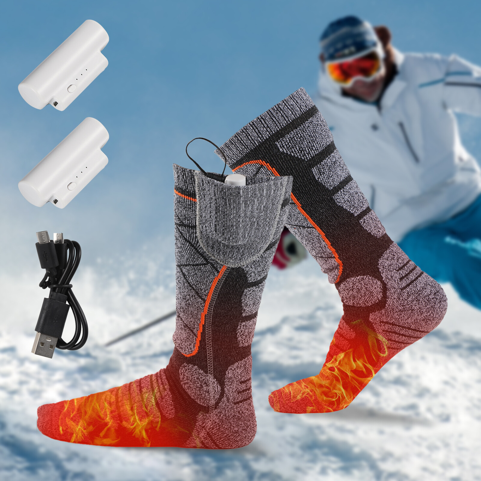 Electric Heated Socks Rechargeable Battery Men Women Winter Foot Warmer