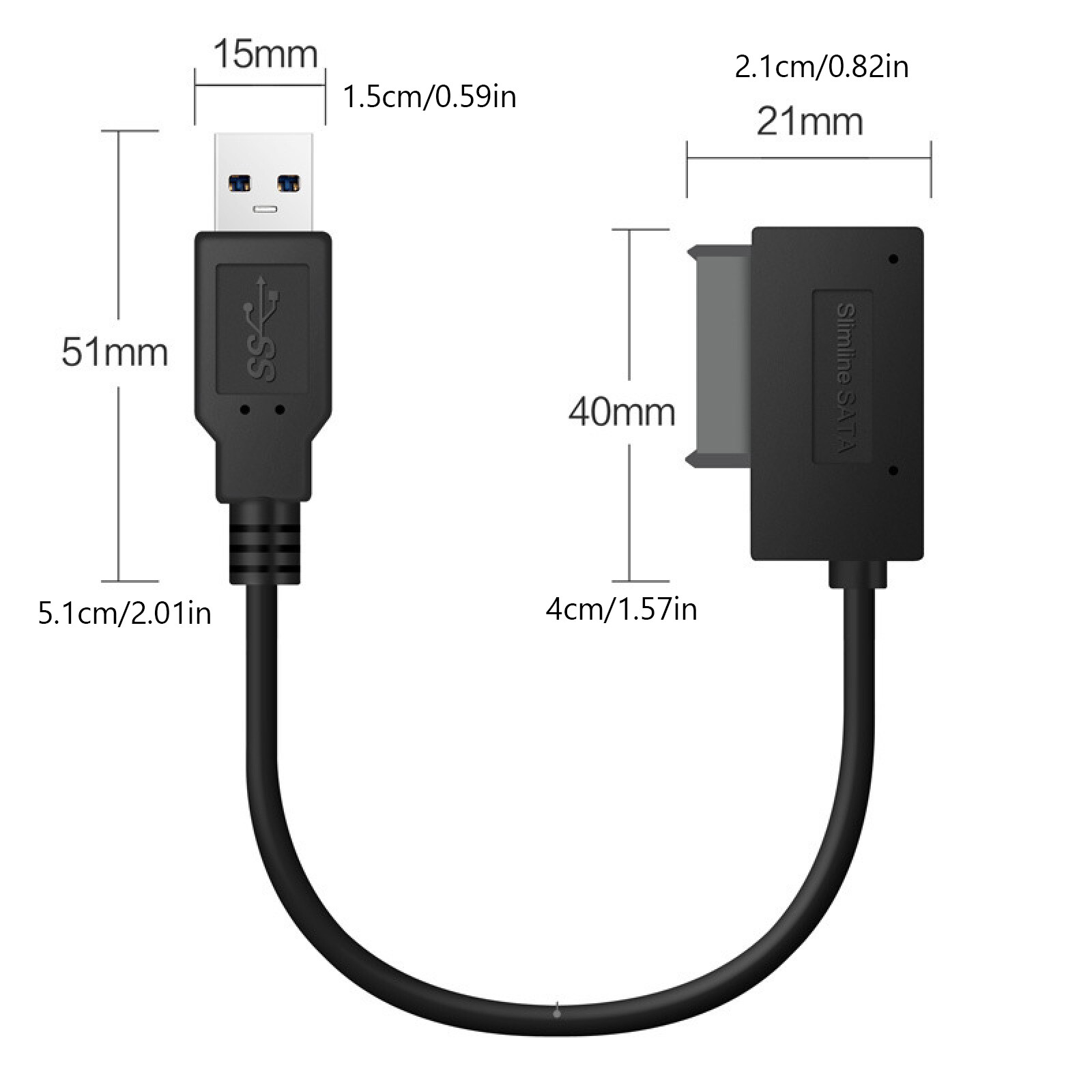 USB3.0 to SATA7+6Pin 13 Pin Slimline Sata Cable for Laptop CD DVD ROM Drive o