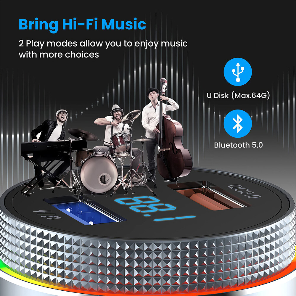 Wireless Car Bluetooth FM Transmitter MP3 Audio USB Charger Adapter Handsfree