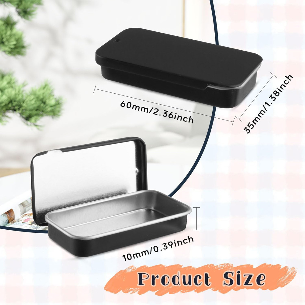 20 Pack Metal Slide Top Tin Containers Rectangular Small Tin Containers for Lip