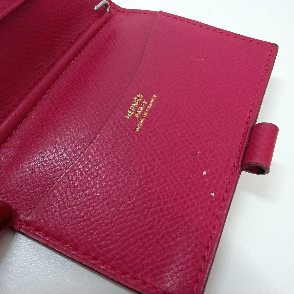 Used HERMES red leather notebook cover