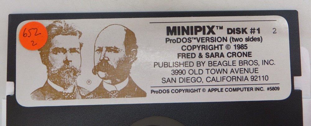 1985 APPLE COMPUTER 5.25" Floppy Disk MINIPIX ProDOS Version Beagle Bros