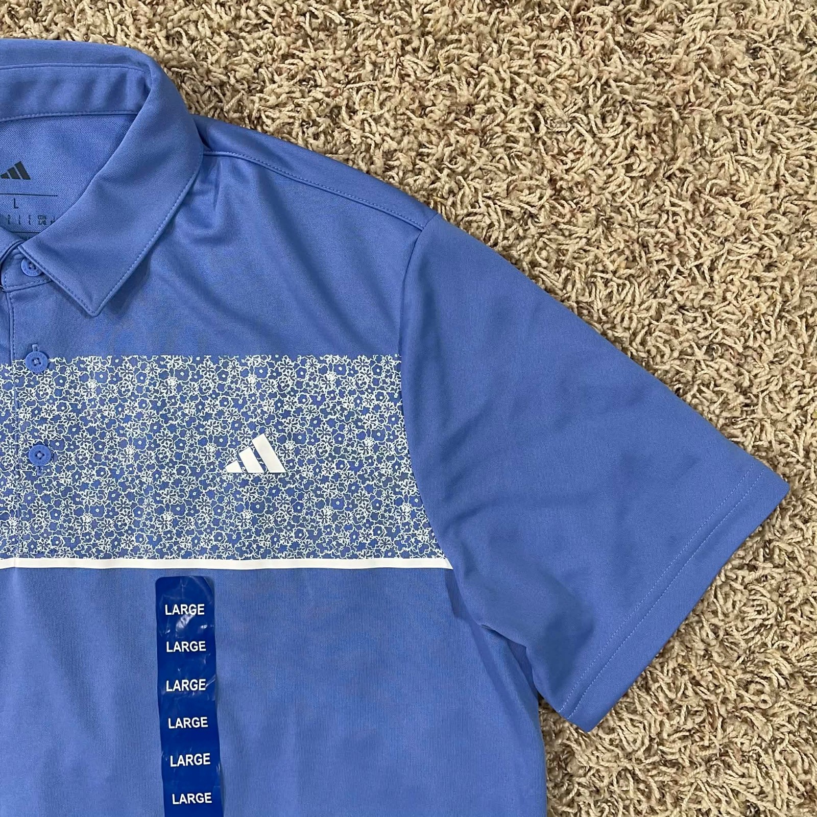 Adidas Men's Golf Performance Soft Polo Shirt Blue, Size Large (New)