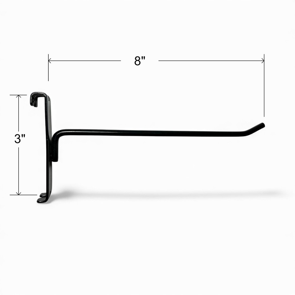 8” Gridwall Hooks - 15 Black Hooks For 3” Gridwall
