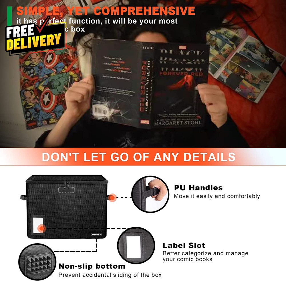 Comic Book Storage Box Fireproof & Water-Resistant Comic Book Box with Lock....