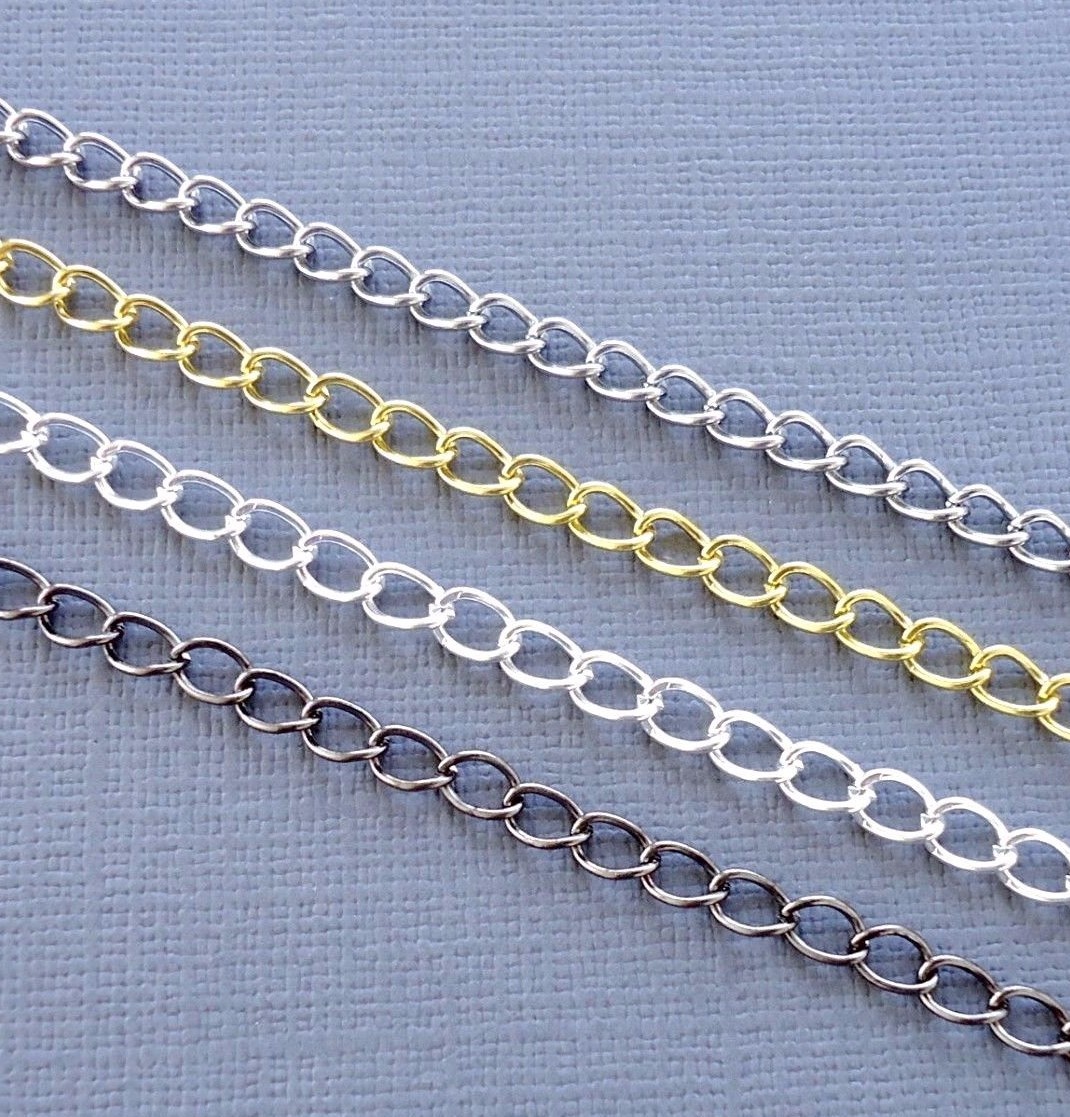 6ft Gold/silver/black Curb Cable Chains Link opened Findings Jewelry making DIY