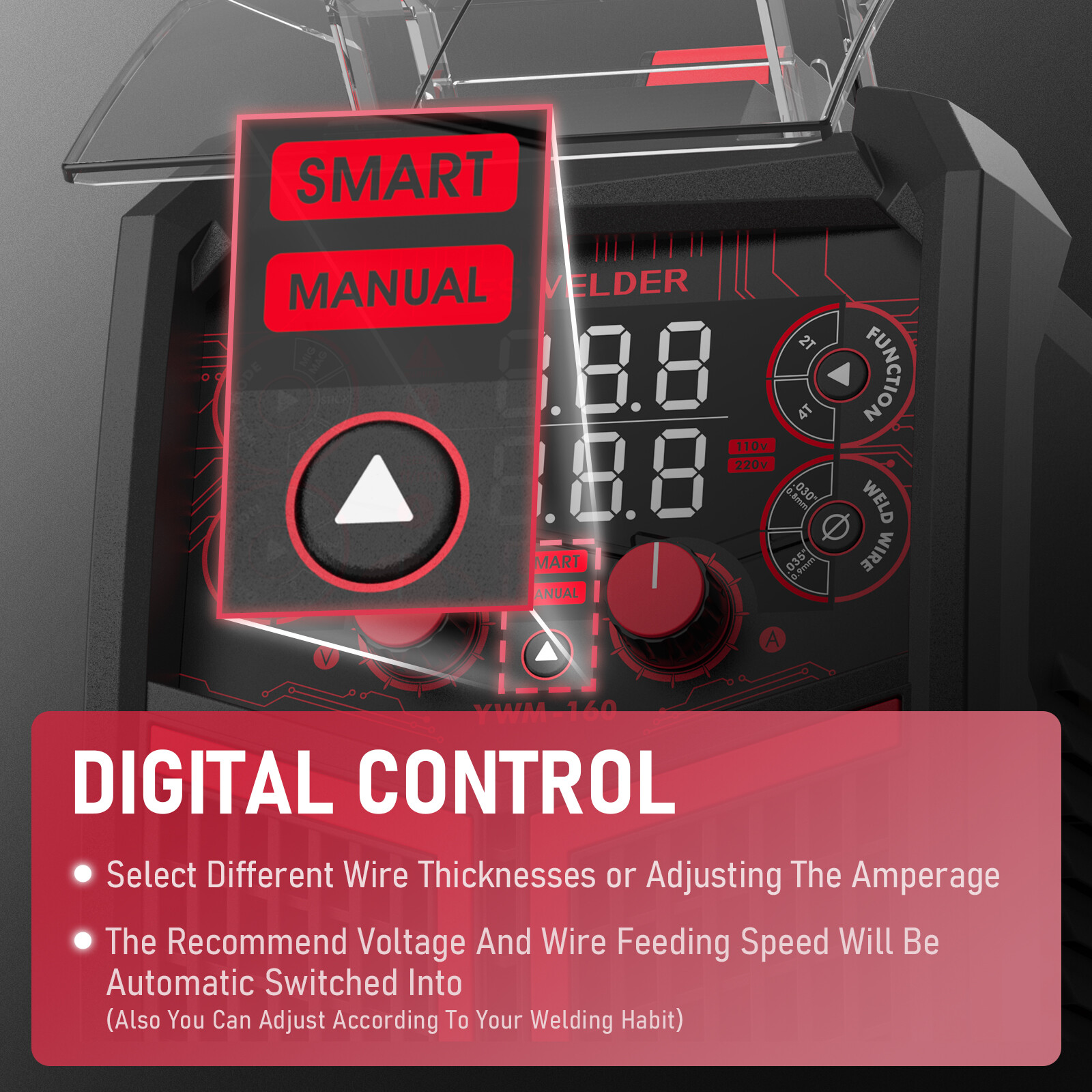 MIG Welder 160Amp 110/220V,Flux Cored/MIG/Lift TIG/Stick Welding Machine YWM-160