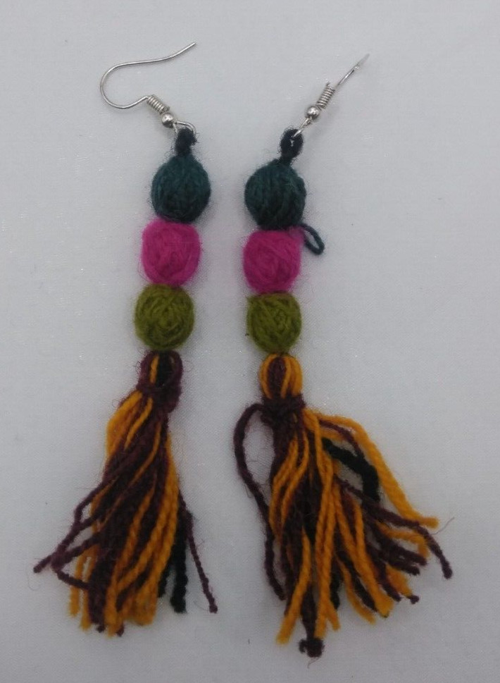 Women's Earrings Alpaca Wool Multicolor Handmade