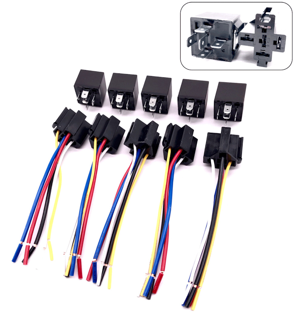 5* 5Pin Car Automotive SPDT Relay Switch Harness Socket Waterproof 40A 12V DC