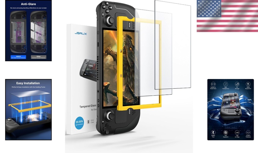 Scratch Resistant Matte Screen Protectors for Steam Deck - 2-Pack with Guide