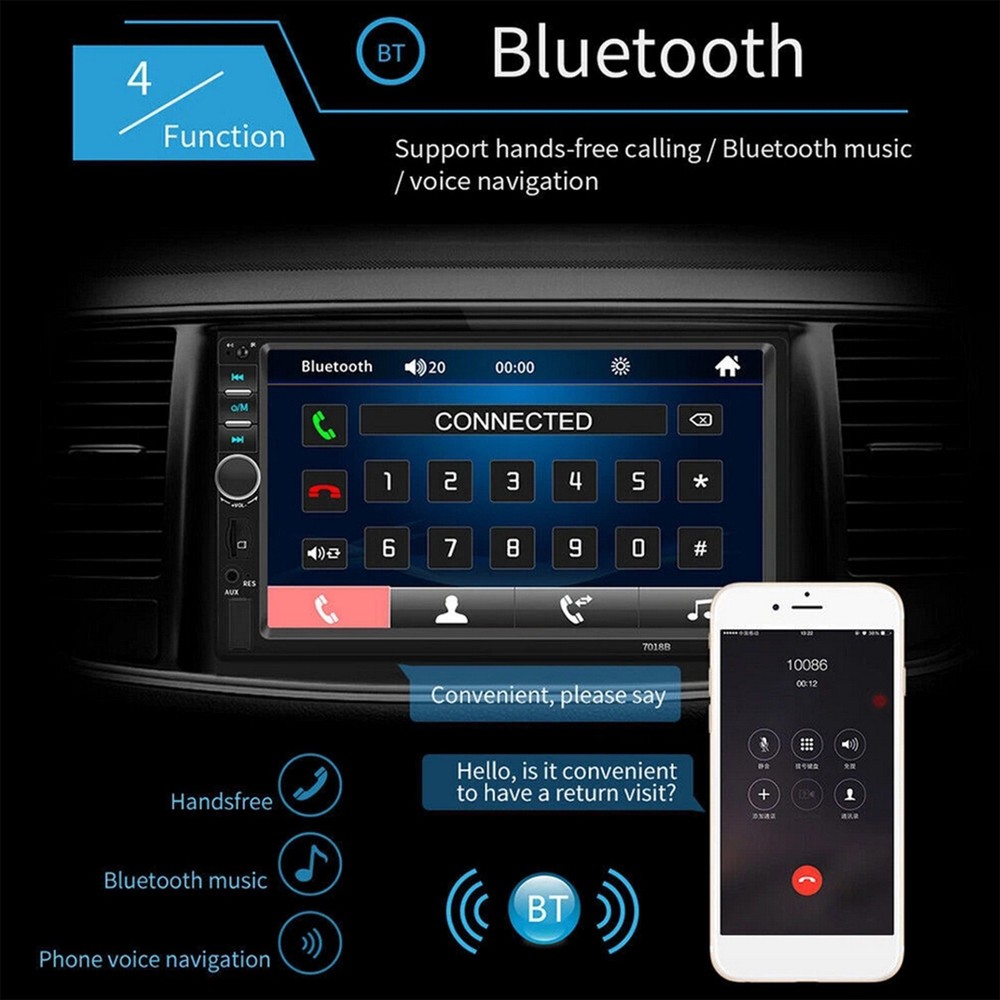 7" Double 2Din Car Stereo Radio Apple/Android Car Bluetooth Player Touch Screen